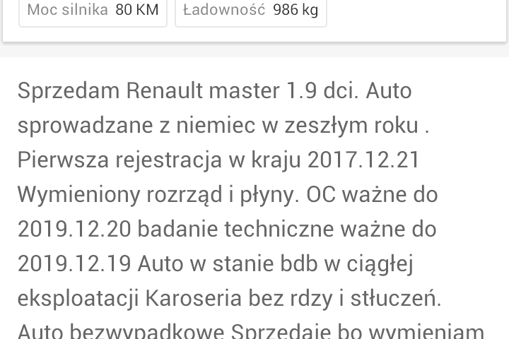 Samochód Renault master 1.9